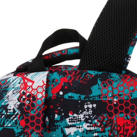 Dwukomorowy plecak szkolny odszyty z poliestru w oryginalny wzór - Peterson