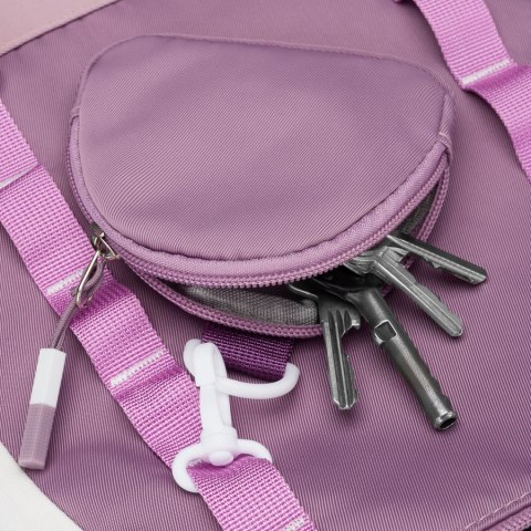 Miękki plecak szkolny z poliestru w białofioletowym kolorze, zawieszony na regulowanych szelkach - Peterson