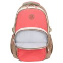 Młodzieżowy plecak szkolny z poliestru w beżowo-różowym kolorze z przegrodą na laptopa - Peterson