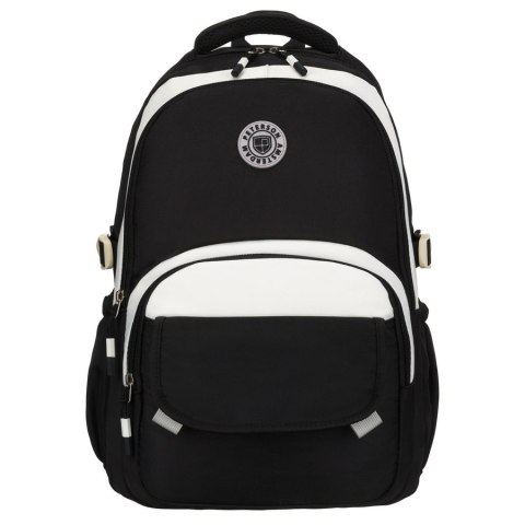 Młodzieżowy plecak szkolny z poliestru w czarnym kolorze z przegrodą na laptopa, odporny na wilgoć - Peterson