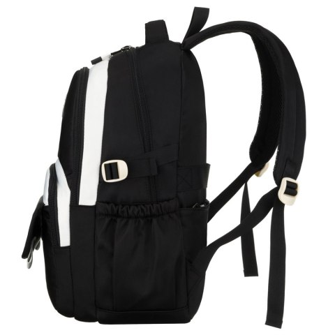 Młodzieżowy plecak szkolny z poliestru w czarnym kolorze z przegrodą na laptopa, odporny na wilgoć - Peterson