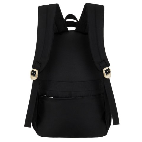 Młodzieżowy plecak szkolny z poliestru w czarnym kolorze z przegrodą na laptopa, odporny na wilgoć - Peterson