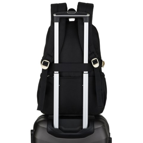 Młodzieżowy plecak szkolny z poliestru w czarnym kolorze z przegrodą na laptopa, odporny na wilgoć - Peterson