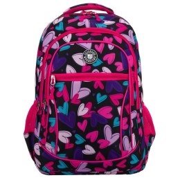 Młodzieżowy plecak szkolny z poliestru we wzór w serduszka - Peterson