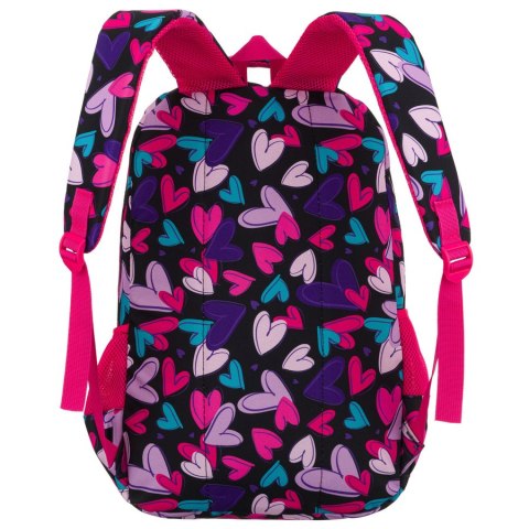 Młodzieżowy plecak szkolny z poliestru we wzór w serduszka - Peterson