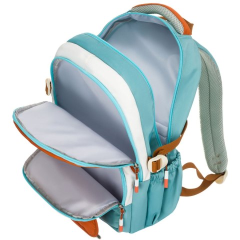 Niebiesko-pomarańczowy plecak szkolny z przegrodą na laptopa, odporny na wilgoć - Peterson