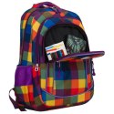 Plecak szkolny w kratę odszyty z poliestru, zawieszony na regulowanych szelkach - Peterson