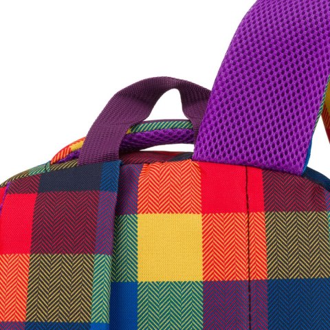 Plecak szkolny w kratę odszyty z poliestru, zawieszony na regulowanych szelkach - Peterson