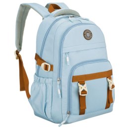 Plecak szkolny z poliestru w błękitnym kolorze zawieszony na regulowanych szelkach - Peterson