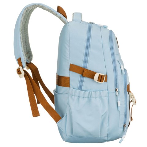 Plecak szkolny z poliestru w błękitnym kolorze zawieszony na regulowanych szelkach - Peterson