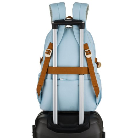 Plecak szkolny z poliestru w błękitnym kolorze zawieszony na regulowanych szelkach - Peterson