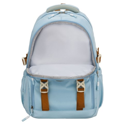 Plecak szkolny z poliestru w błękitnym kolorze zawieszony na regulowanych szelkach - Peterson