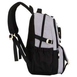 Szaro-czarny plecak szkolny z poliestru z dodatkową saszetką - Peterson