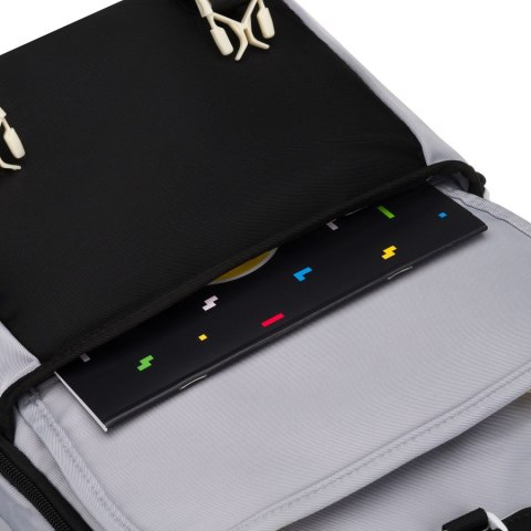 Szaro-czarny plecak szkolny z poliestru z dodatkową saszetką - Peterson