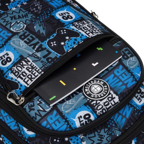 Szkolny plecak młodzieżowy z poliestru w gamingowy wzór - Peterson