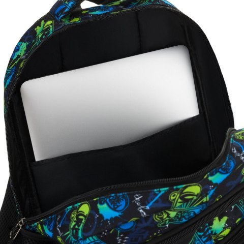 Szkolny plecak z poliestru pokryty wzorem w deskorolki - Peterson