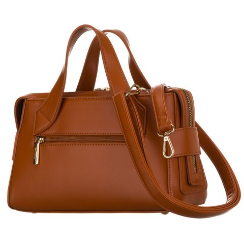 Elegancka torebka damska w kolorach ecru i brązowym wykonana z materiału syntetycznego - Peterson