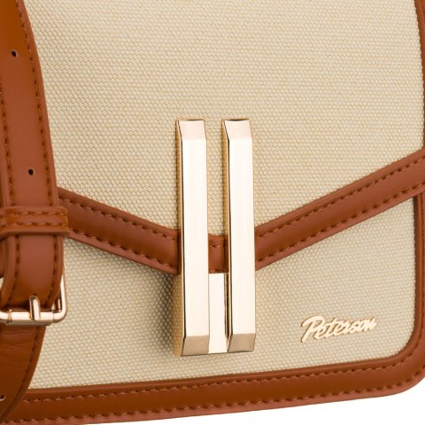 Listonoszka damska w kolorach ecru i brązowym, dwukomorowa - Peterson