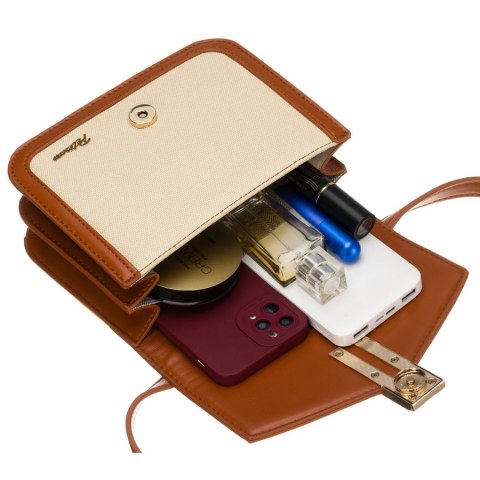 Listonoszka damska w kolorach ecru i brązowym, dwukomorowa - Peterson