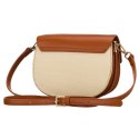 Mała torebka damska w kształcie podkówki w kolorach ecru i brązowym, zamykana klipsem magnetycznym - Peterson