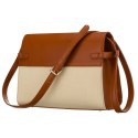 Torebka damska w kolorach ecru i brązowym, zamykana suwakiem i magnesem - Peterson
