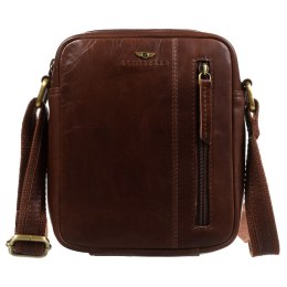 Brązowa listonoszka męska ze skóry naturalnej zamykana suwakiem - Peterson