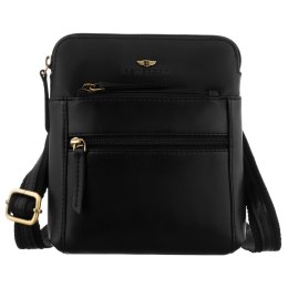 Elegancka listonoszka męska ze skóry naturalnej w czarnym kolorze zamykana suwakiem - Peterson