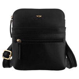 Mała, czarna, skórzana listonoszka męska zamykana suwakiem - Peterson