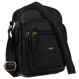 Mała, skórzana listonoszka męska w czarnym kolorze - Peterson