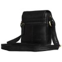 Skórzana, czarna torba męska na ramię zamykana suwakiem i klipsem magnetycznym - Peterson