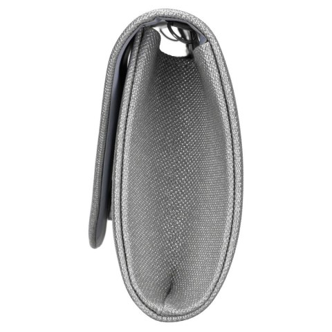 Brokatowa kopertówka damska wykonana z tkaniny syntetycznej w srebrnym kolorze - Rovicky