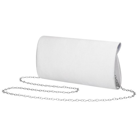 Elegancka kopertówka damska w srebrnym kolorze wykonana z tkaniny syntetycznej i zamykana klipsem magnetycznym - Rovicky