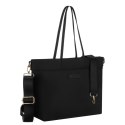 Czarna, duża shopperka damska z nylonu, mieszcząca format A4 i zamykana klipsem magnetycznym - Peterson