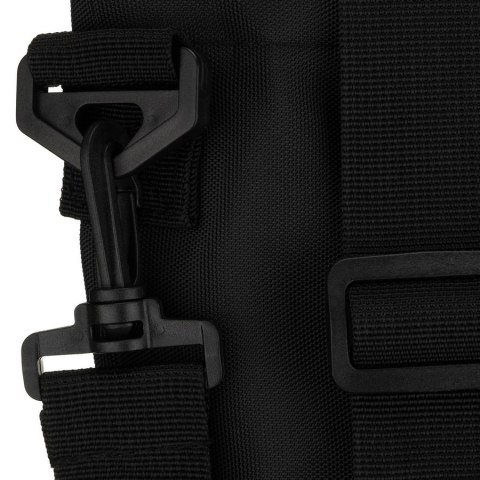 Czarna shopperka damska zamykana suwakiem z kieszonką zewnętrzną - Peterson