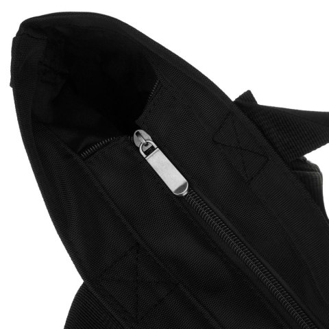 Czarna shopperka damska zamykana suwakiem z kieszonką zewnętrzną - Peterson