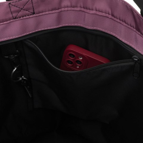 Duża shopperka damska z poliestru w różowym kolorze, zawieszona na wygodnych uchwytach i doczepianym pasku - Peterson