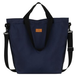 Granatowa shopperka damska z poliestru z kieszenią zewnętrzną - Peterson