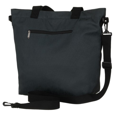 Szara shopperka damska zamykana suwakiem z kieszonką zewnętrzną - Rovicky