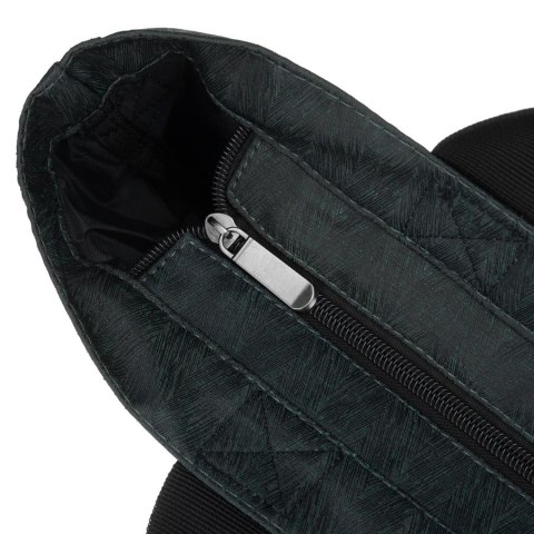 Szara shopperka damska zamykana suwakiem z kieszonką zewnętrzną - Rovicky