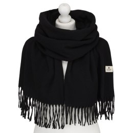 Dwustronny szalik damski z poliestru w czarnym kolorze - Peterson