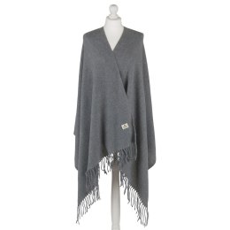 Szary, elegancki szalik damski z poliestru z frędzlami - Peterson