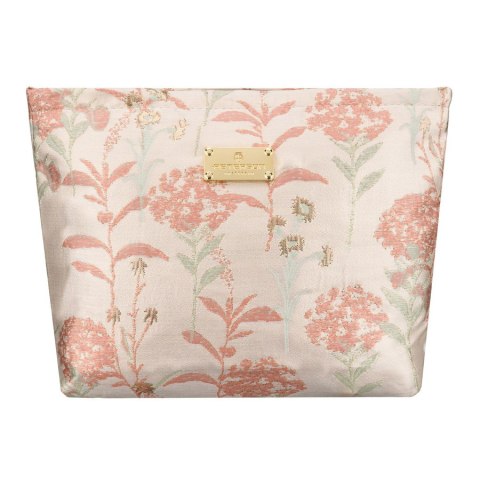 Kosmetyczka z materiału syntetycznego w różowo-beżowym kolorze zdobiona kwiatami - Peterson Kosmetyczka z materiału syntetycznego w różowo-beżowym kolorze zdobiona kwiatami - Peterson