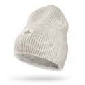 Szara, zimowa czapka damska beanie z logo marki - Peterson Szara, zimowa czapka damska beanie z logo marki - Peterson