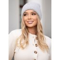 Szara, zimowa czapka damska beanie z logo marki - Peterson Szara, zimowa czapka damska beanie z logo marki - Peterson