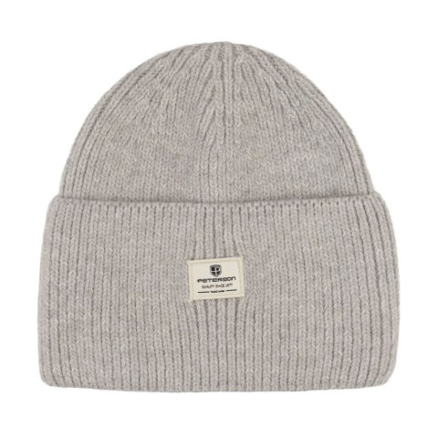 Szara, zimowa czapka damska beanie z logo marki - Peterson Szara, zimowa czapka damska beanie z logo marki - Peterson
