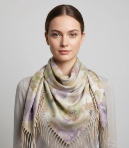 Kwiatowa kobieca chusta szal damski z frędzlami (Zielony)