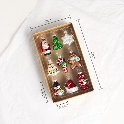 Komplet bombek bożonarodzeniowych szklanych 9 szt. w opakowaniu BSN64