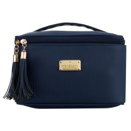 Granatowa kosmetyczka z tkaniny syntetycznej z poręcznym uchwytem - Peterson