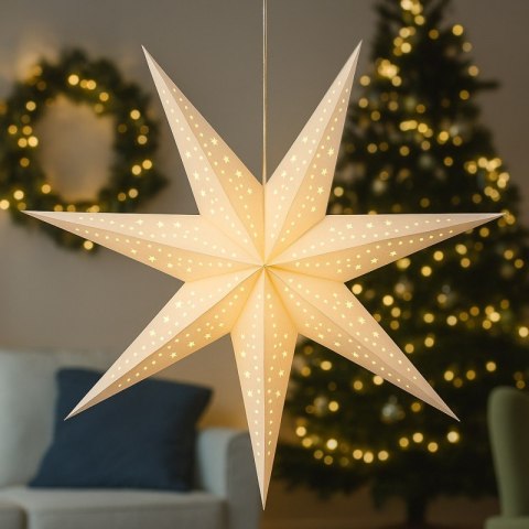 DUŻA GWIAZDA PAPIEROWA ŚWIĄTECZNA AŻUROWA biała 60 cm WITRAŻ 3D WG11