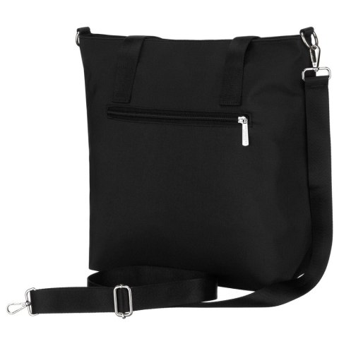 Jednokomorowa, czarna shopperka damska zamykana suwakiem - Peterson